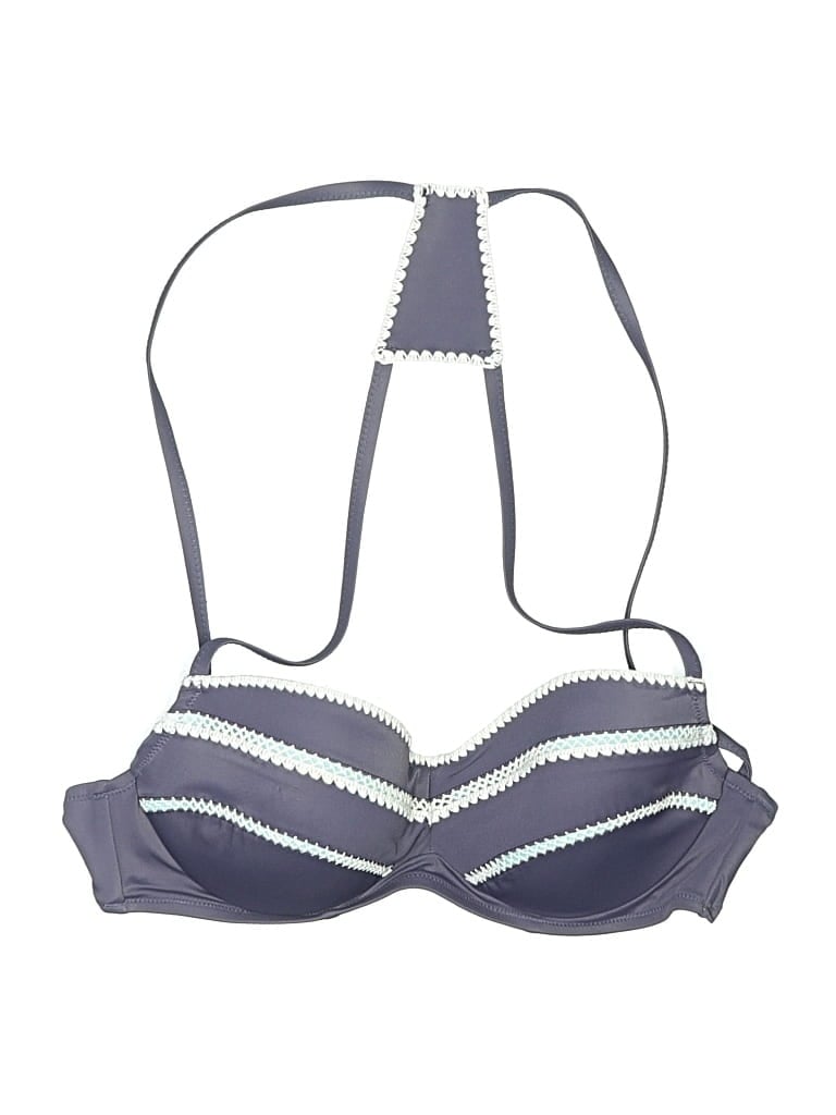 Pre-owned Shade & Shore Swimsuit Top Gray Chevron/herringbone Pattern Swimwear