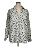 Ann Taylor 100% Polyester Stars Silver Long Sleeve Blouse Size XL - photo 1