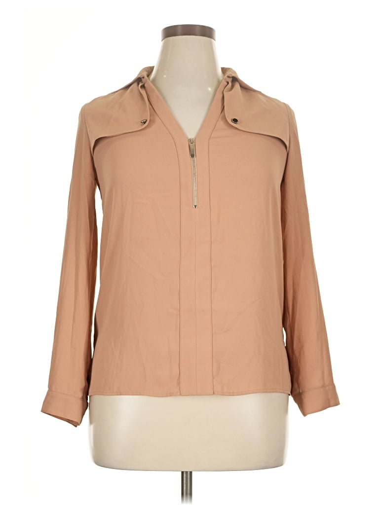 Pre-owned Unbranded Long Sleeve Blouse In Tan