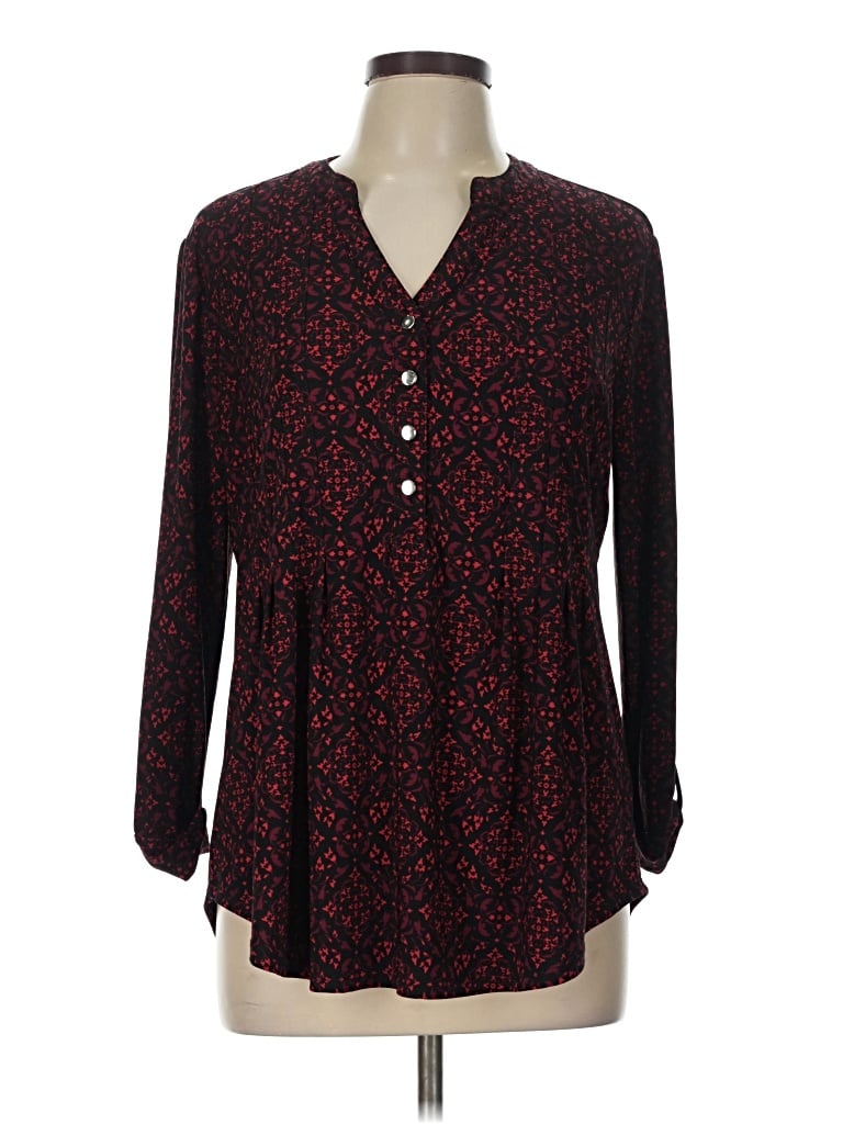 Pre-owned Westport 1962 3/4 Sleeve Blouse In Burgundy