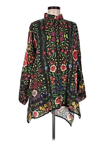 Johnny Was 3/4 Sleeve Silk Top (view 1)