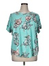 St. John's Bay Floral Teal Short Sleeve Blouse Size 1X - photo 1