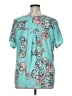St. John's Bay Floral Teal Short Sleeve Blouse Size 1X - photo 2