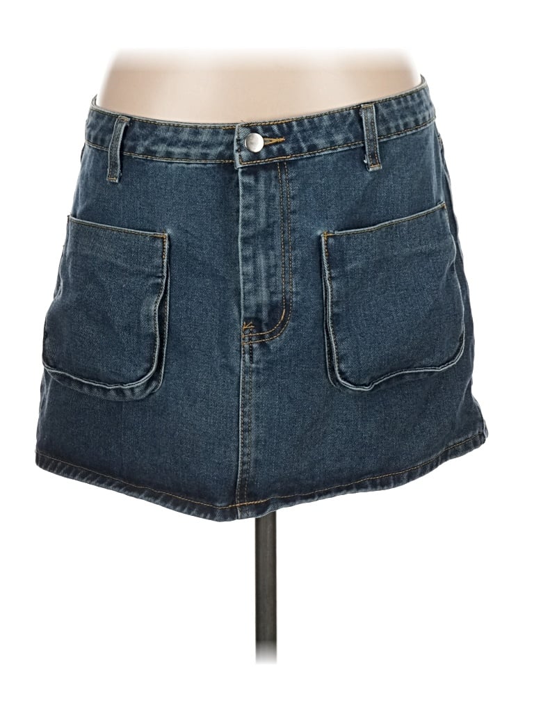 Pre-owned Prettylittlething Denim Skirt In Blue
