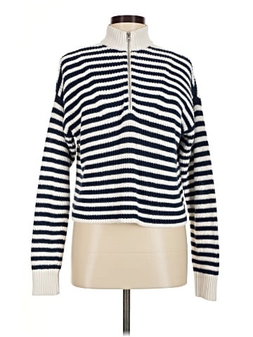 Madewell Ribbed Half-Zip Sweater in Stripe (view 1)