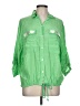 Unbranded 100% Rayon Green 3/4 Sleeve Button-Down Shirt Size L - photo 1