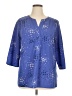 Croft & Barrow 100% Polyester Stars Blue 3/4 Sleeve Blouse Size XL - photo 1