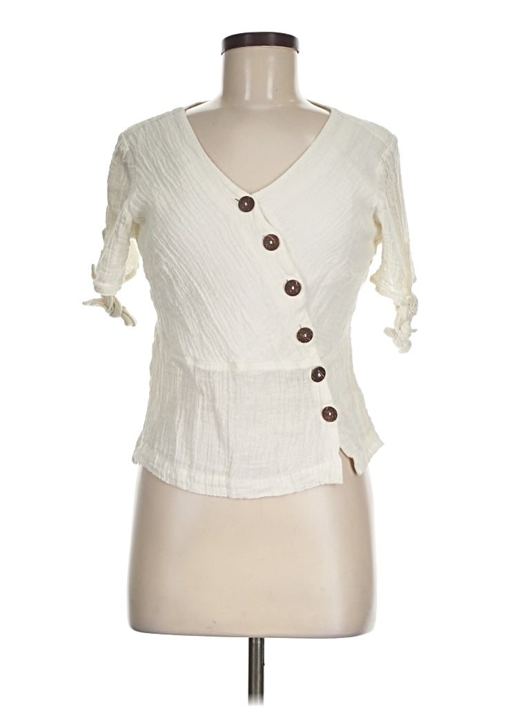 Pre-owned En Elly 3/4 Sleeve Blouse In Ivory