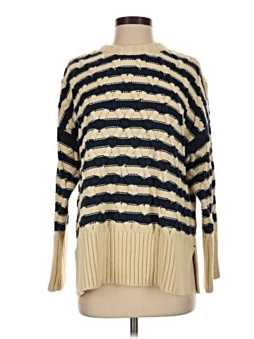 Madewell Cable-Knit Oversized Sweater in Stripe (view 1)