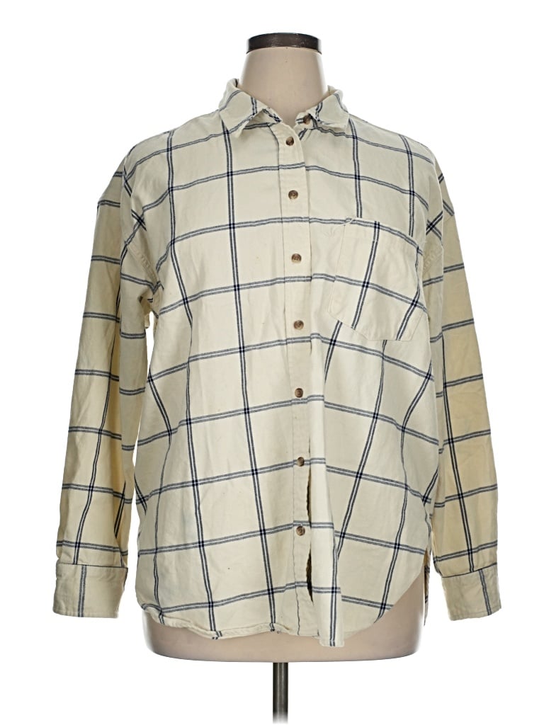 Pre-owned Universal Thread Long Sleeve Button Down Shirt In Ivory