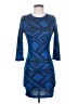 Everly 100% Polyester Argyle Blue Casual Dress Size S - photo 1