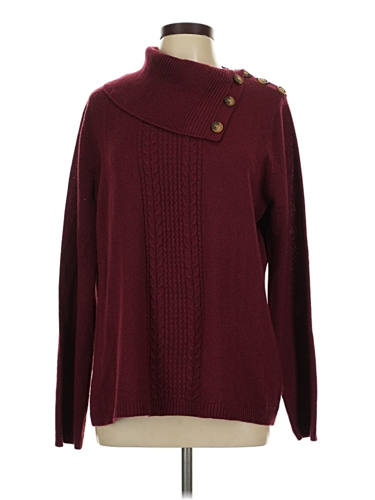 Pre-owned Briggs Long Sleeve Top Burgundy Turtleneck Tops