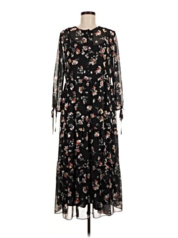 Madewell Sheer Button-Front Tier Midi Dress in Carnation Toss (view 1)