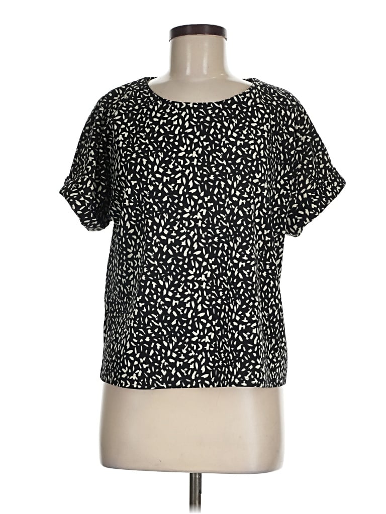 Pre-owned Melloday Short Sleeve Top Black Square Neckline Tops