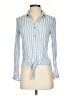 Byron Bay 100% Rayon Stripes Blue Long Sleeve Button-Down Shirt Size S - photo 1