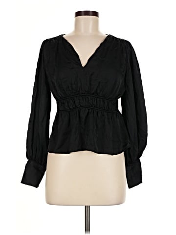 Madewell Long-Sleeve Peplum Top in Satin (view 1)