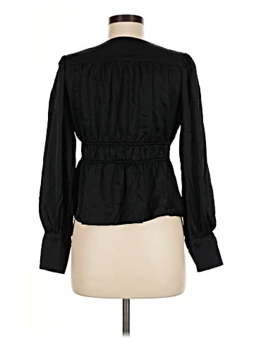 Madewell Long-Sleeve Peplum Top in Satin (view 2)