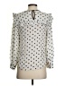 J.Crew Polka Dots Silver Long Sleeve Silk Top Size 2 - photo 2