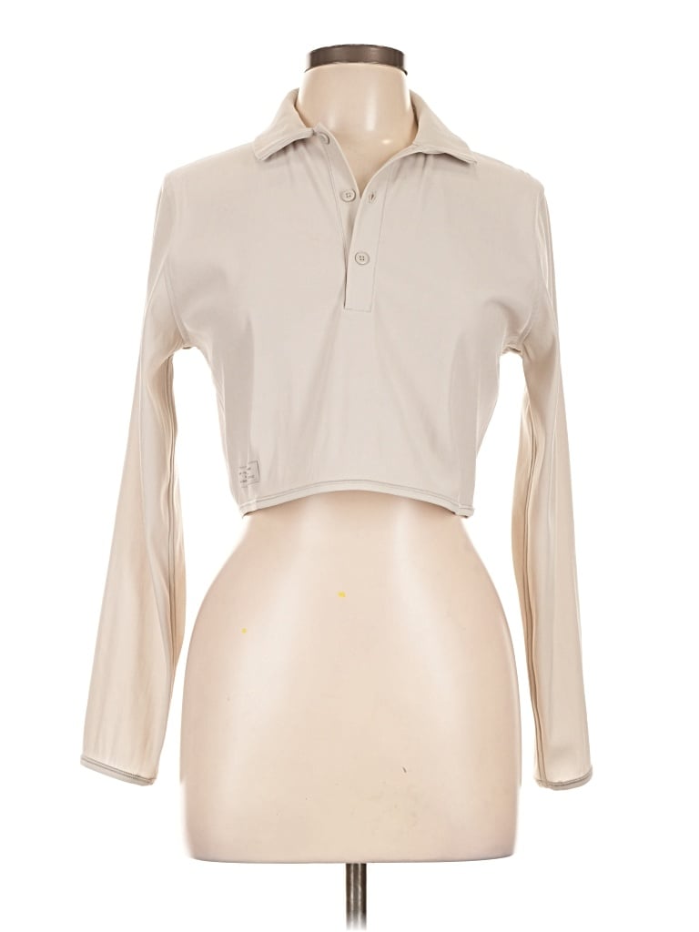 Pre-owned Lululemon Athletica Long Sleeve Polo Shirt In Tan