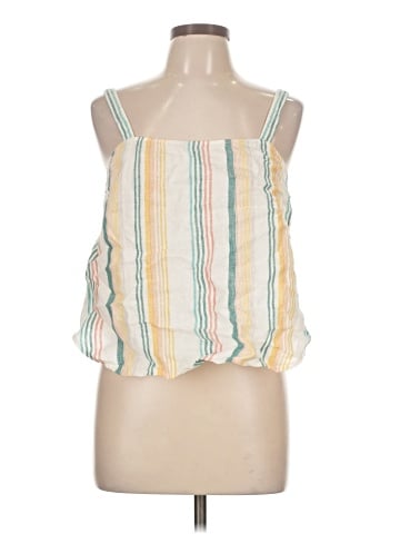 Madewell Linen Curved-Hem Cami Top in Pineapple Stripe (view 1)