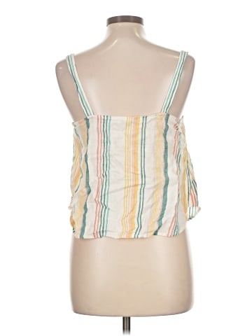 Madewell Linen Curved-Hem Cami Top in Pineapple Stripe (view 2)
