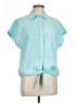 Talbots 100% Linen Teal Short Sleeve Blouse Size L (petite) - photo 1