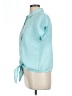 Talbots 100% Linen Teal Short Sleeve Blouse Size L (petite) - photo 5