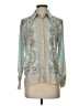 Rose + Olive 100% Polyester Paisley Blue Long Sleeve Blouse Size XS - photo 1