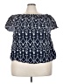 Evans 100% Cotton Blue Short Sleeve Blouse Size 24 - photo 1