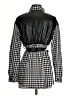 Shein Houndstooth Black Long Sleeve Blouse Size 4 - photo 2