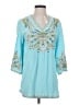 Soft Surroundings Teal 3/4 Sleeve Blouse Size XS - photo 1