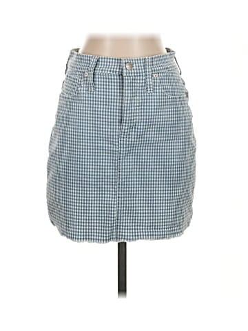 Madewell Stretch Straight Mini Skirt in Gingham: Raw-Hemmed Edition (view 1)