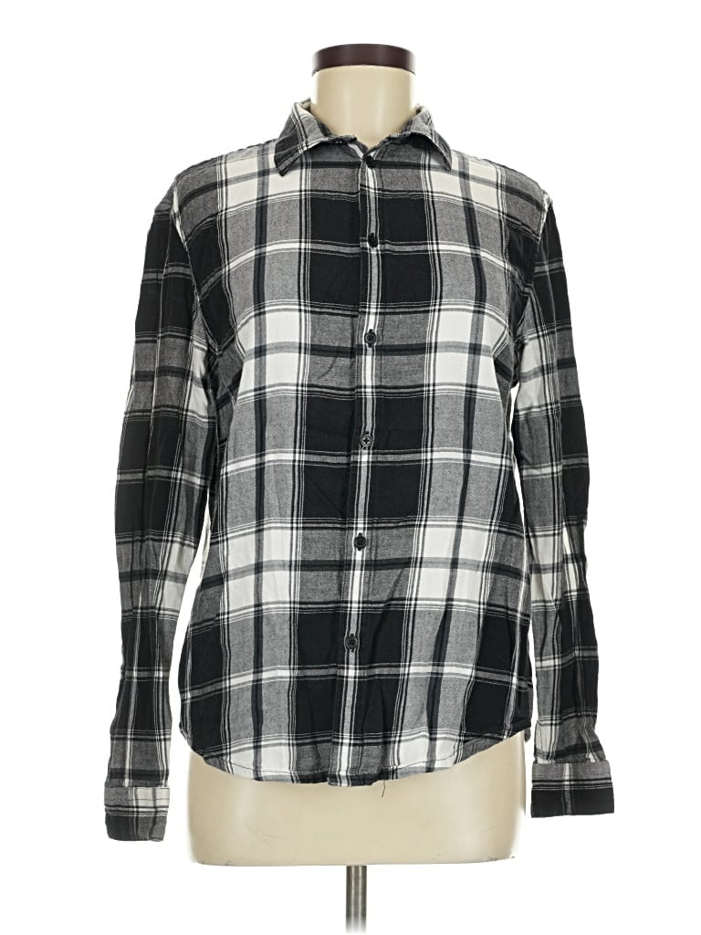 Pre-owned H&m Long Sleeve Button Down Shirt In Black