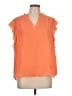 Liz Claiborne 100% Polyester Orange Short Sleeve Blouse Size L - photo 1
