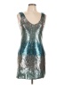 Lily Rose Metallic Silver Cocktail Dress Size L - photo 1