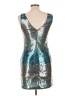 Lily Rose Metallic Silver Cocktail Dress Size L - photo 2