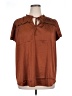 Flower & Feather Brown Short Sleeve Blouse Size 1X - photo 1