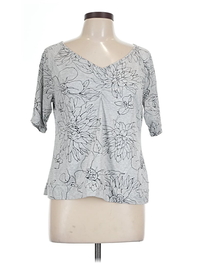 Pre-owned T By Talbots 3/4 Sleeve T-shirt In Gray