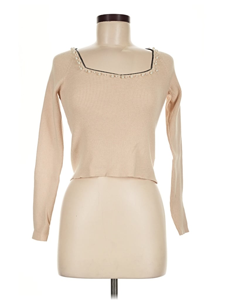 Pre-owned Shein Long Sleeve Top Tan Boatneck Tops