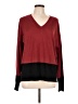 DKNY Color Block Burgundy Pullover Sweater Size L - photo 1