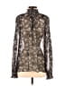 Michael Kors Collection Animal Print Gray Black Long Sleeve Blouse Size 4 - photo 2