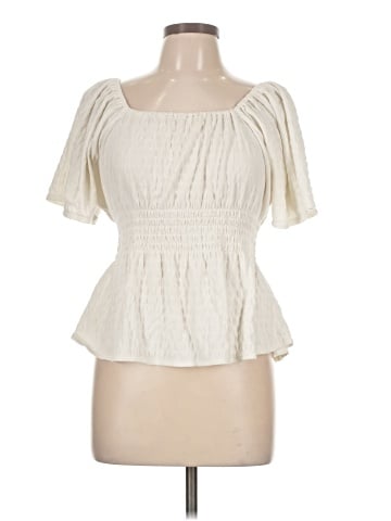 Madewell Crinkle-Knit Square-Neck Smocked Top (view 1)