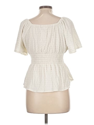 Madewell Crinkle-Knit Square-Neck Smocked Top (view 2)