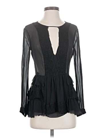 Bebe Long Sleeve Silk Top (view 1)