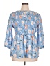 Cure 100% Polyester Blue 3/4 Sleeve Blouse Size XL - photo 1
