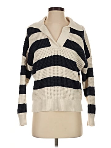 Madewell Waffle-Knit Henley Sweater in Stripe (view 1)