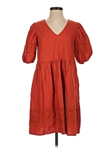 Madewell Linen-Blend Embroidered Eyelet Puff-Sleeve Mini Dress (view 1)