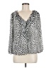 J.Crew 100% Polyester Hearts White Silver 3/4 Sleeve Blouse Size M - photo 1