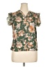 Unbranded 100% Polyester Floral Green Short Sleeve Blouse Size XL - photo 1