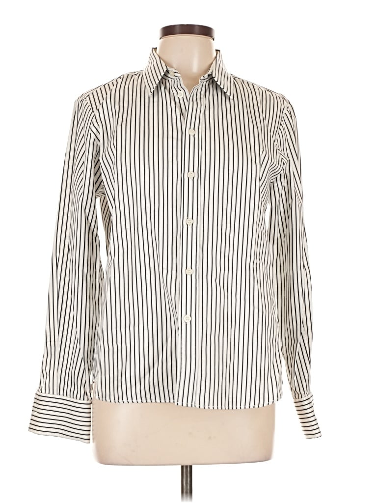 Pre-owned Zara Long Sleeve Button Down Shirt In Ivory